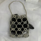 Handmade beads bag pearls handbag black