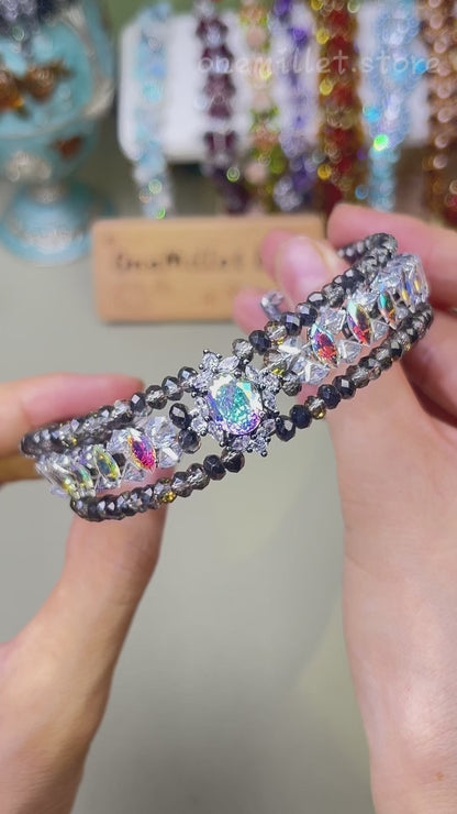 Pulsera de aguamarina y perla hecha a mano