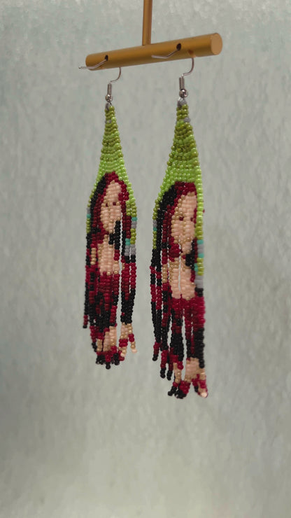 Mona Lisa Vintage Bohemian Earrings Egyptian Seed Bead Handmade Tassel Earrings