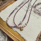 Amethyst Gemstone Pearl Beaded Handmade 18k Gold Necklace