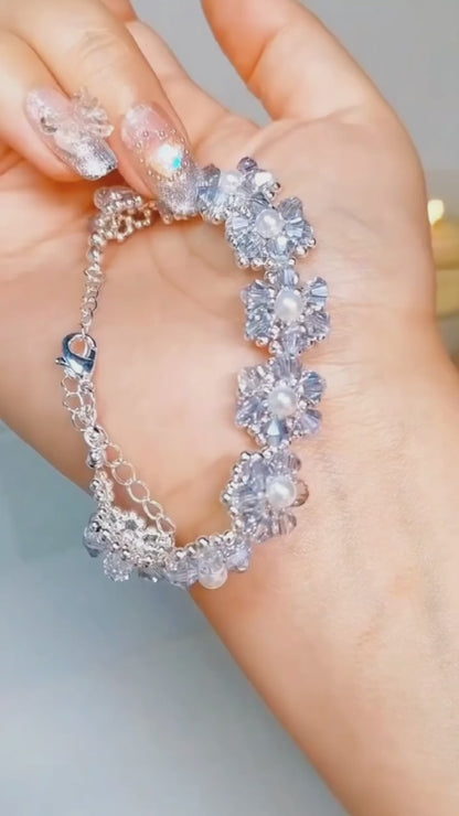 Pulsera de cuentas hecha a mano de alta calidad con cuentas de diamantes y perlas, regalo de bricolaje