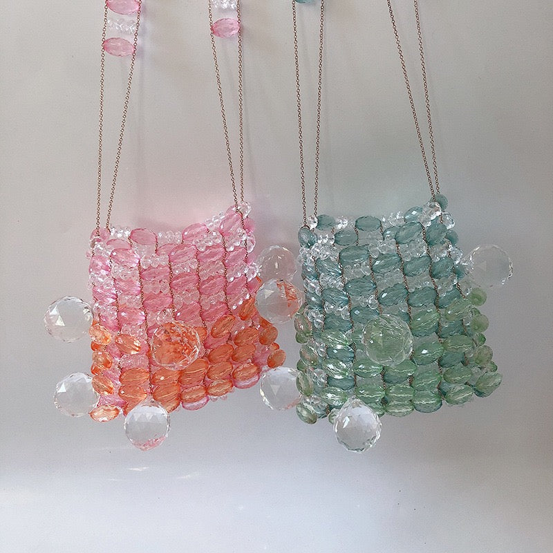 Mini bolso de mano con cuentas de cristal