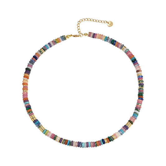 Multicolored Natural Gemstone Collar Necklace