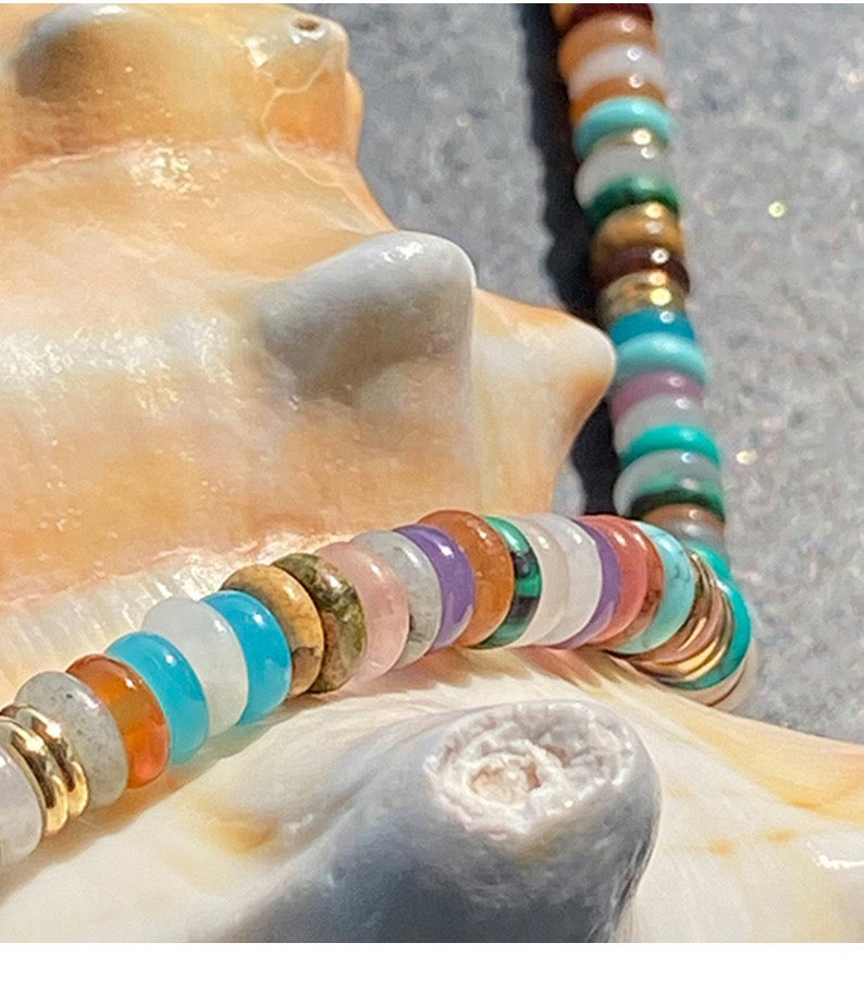 Multicolored Natural Gemstone Collar Necklace