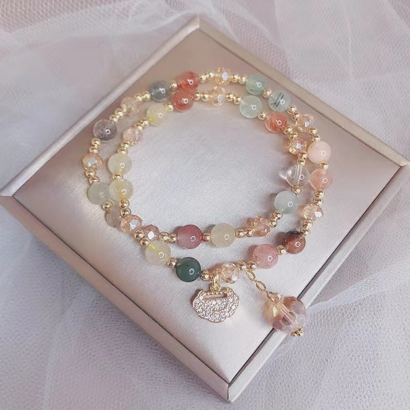 Natural Crystal Beaded Bracelet with Charm Bracelets Dainty Friendship Bracelet